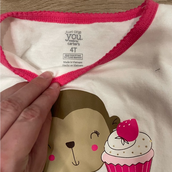 Girls’ Graphic Monkey Pajama Set with two interchangeable tops - Picture 6 of 8